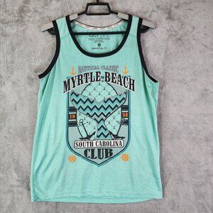 Mens Teal Tank Top Myrtle Beach South Carolina Nautical Classic Club Graphic S